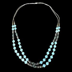 Vintage Moonstone & Hematite Double Strand Beaded Necklace